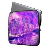 Rosa und Lila ländliche Szene - Laptop-Sieb Laptopschutzhülle (Vorderseite Links)