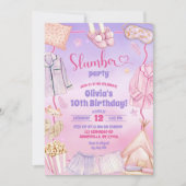 Rosa und Lila Leepoe Slumber Geburtstagsparty Einladung (Vorderseite)