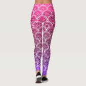 Rosa und Lila Leggings mit blühenden Scallopten (Rückseite)