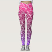Rosa und Lila Leggings mit blühenden Scallopten (Vorderseite)