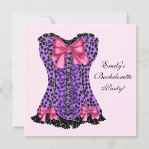 Rosa und Lila Leopard Corset Lila Bachelorette P Einladung