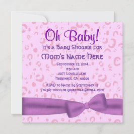 Rosa und Lila Leopard Imitate Bow Baby Girl Dusche Einladung