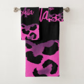 Rosa und Lila Leopardrucke Badhandtuch Set (Insitu)