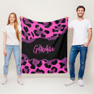 Rosa und Lila Leopardrucke Fleecedecke