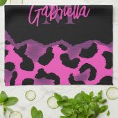 Rosa und Lila Leopardrucke Geschirrtuch (Gefaltet)