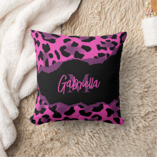 Rosa und Lila Leopardrucke Kissen