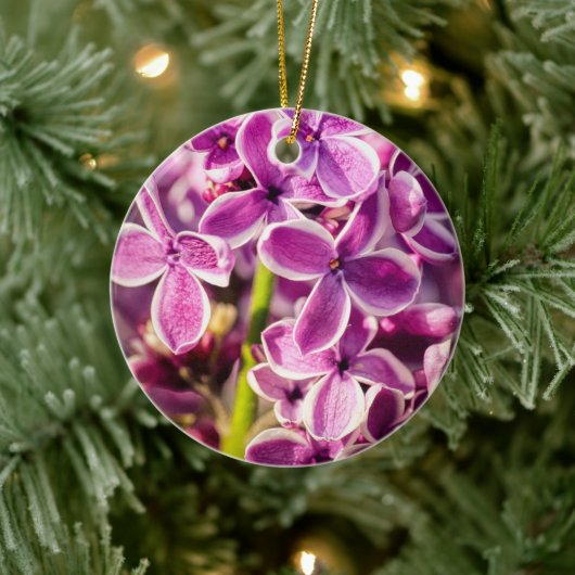 Rosa und Lila Lilac-Blume Keramik Ornament (Baum)