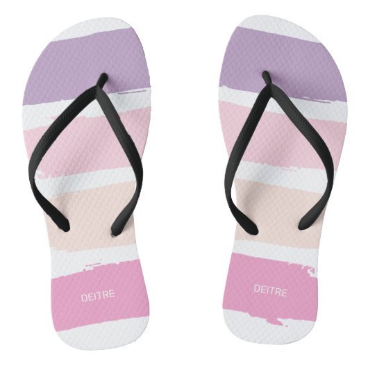 Rosa und Lila Lipstick Streifen Flip Flops Badesandalen (Fußbett)