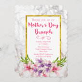 Rosa und Lila Magnolias Muttertag Brunch Einladung (Vorne/Hinten)