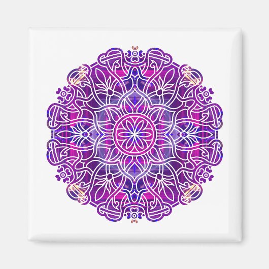 Rosa und Lila Mandala-Muster Magnet (Vorne)