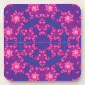 Rosa und Lila Mandela Runde Schneeflocken Getränkeuntersetzer (Vorderseite)