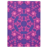 Rosa und Lila Mandela Runde Schneeflocken Klemmbrett (Rückseite)