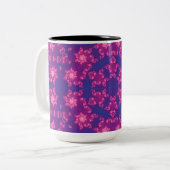 Rosa und Lila Mandela Runde Schneeflocken Zweifarbige Tasse (Vorderseite Links)