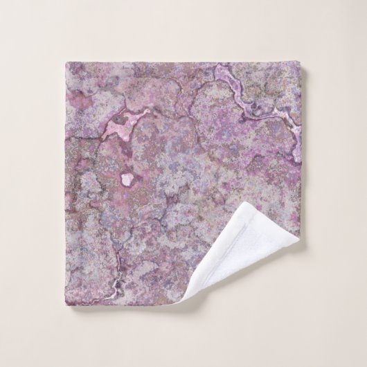Rosa und Lila Marmor Badhandtuch Set (Waschlappen)