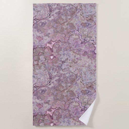 Rosa und Lila Marmor Strandtuch (Vorderseite)