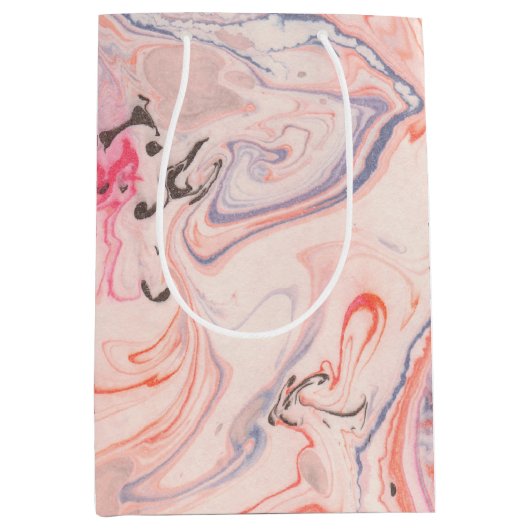 Rosa und Lila Marmorierung Mittlere Geschenktüte (Vorderseite)