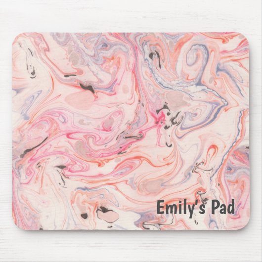 Rosa und Lila Marmorierung Mousepad (Vorne)