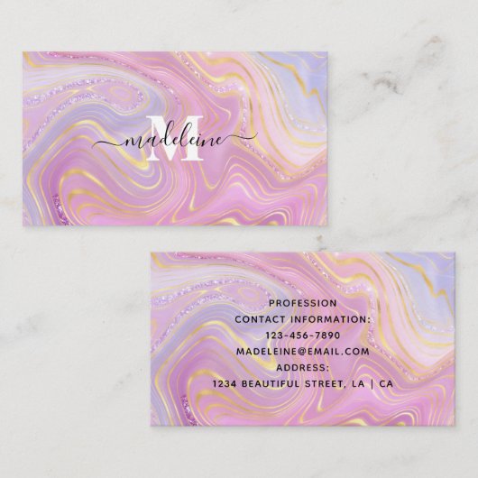  Rosa und Lila Marmorverkleidung Visitenkarte (Vorne/Hinten)