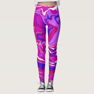 Rosa und Lila Marmorwirbel Leggings