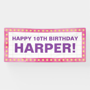 Rosa und Lila Marquee Birthday Banner