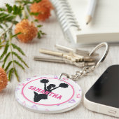 Rosa und lila Megaphon-Cheerleader-Foto Schlüsselanhänger (Vorderseite rechts)