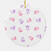 Rosa und lila Megaphon-Cheerleader Keramikornament (Hinten)