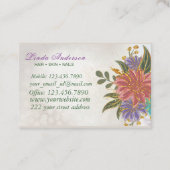 Rosa und Lila mit goldfarbener Blüte Visitenkarte (Rückseite)