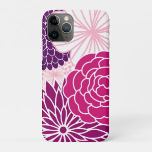 Rosa und lila Mod mit Blumen iPhone 11 Pro Hülle