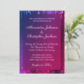 Rosa und Lila moderne Sparkle-Hochzeit Einladung (Stehend Vorderseite)