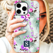 Rosa und lila Monogramm-Blumenmuster Case-Mate iPhone Hülle
