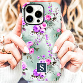 Rosa und lila Monogramm-Blumenmuster Case-Mate iPhone Hülle