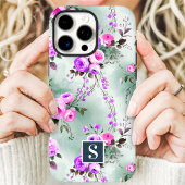 Rosa und lila Monogramm-Blumenmuster Case-Mate iPhone Hülle