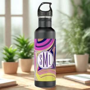 Rosa und lila Monogramm Edelstahlflasche