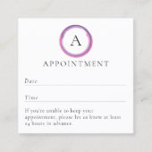 Rosa und Lila Monogramm Modern Terminkarte (Vorderseite)