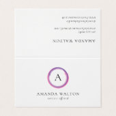Rosa und lila Monogramm modern Visitenkarten (Außenseite Aufgefaltet)