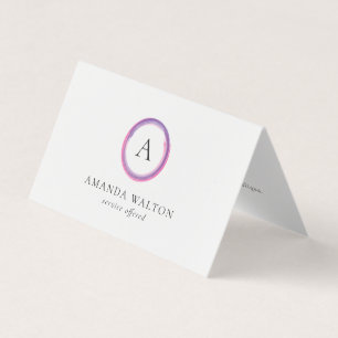 Rosa und lila Monogramm modern Visitenkarten