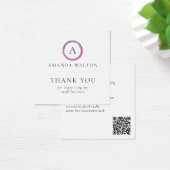 Rosa und lila Monogramm QR-Code-Package Insert (Schreibtisch)