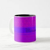 Rosa und lila Monogramm Zweifarbige Tasse (Vorderseite Links)