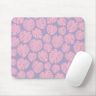 Rosa und lila Monstera-Blätter Mousepad