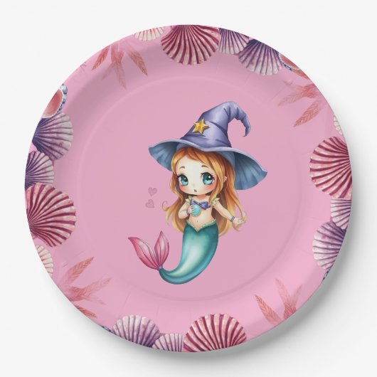 Rosa und lila Muscheln Pappteller (Vorderseite)