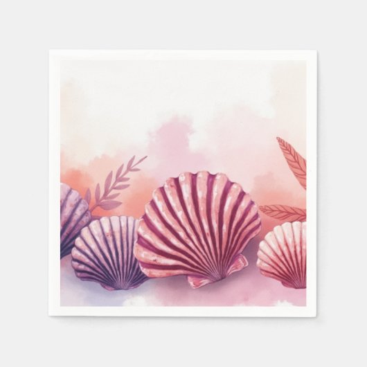 Rosa und lila Muscheln  Serviette (Vorderseite)
