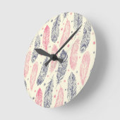 Rosa und Lila Muster ethnischer Zugehörigkeit Runde Wanduhr (Winkel)