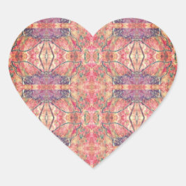 Rosa und lila Muster Herz-Aufkleber