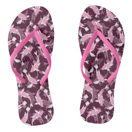 Rosa und Lila Muster - Koi Fish Badesandalen (Fußbett)