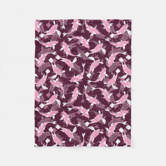 Rosa und Lila Muster - Koi Fish Fleecedecke (Vorderseite)
