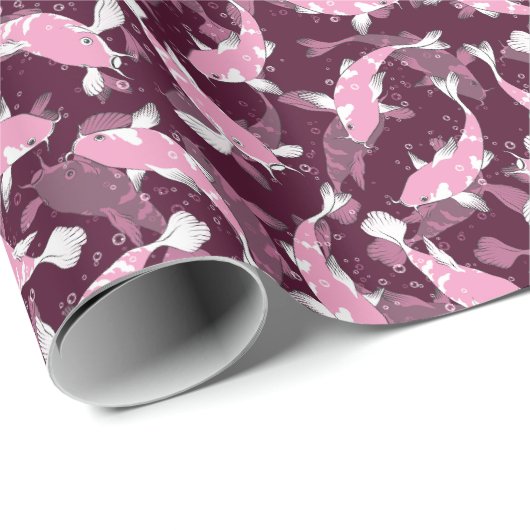 Rosa und Lila Muster - Koi Fish Geschenkpapier (Rolleneckpunkt)
