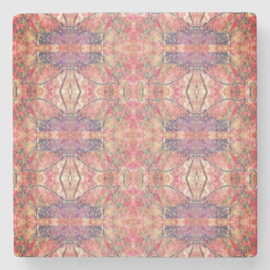 Rosa und lila Muster Steinuntersetzer (Vorderseite)