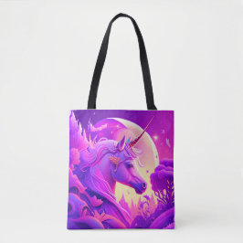Rosa und Lila Nacht Einhorn Kunst Tasche