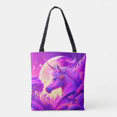 Rosa und Lila Nacht Einhorn Kunst Tasche (Rückseite)