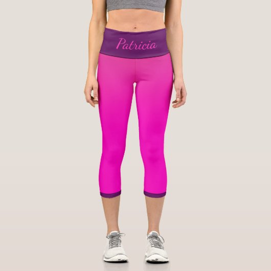 Rosa und Lila Namensvorlage Capri Leggings (Vorderseite)